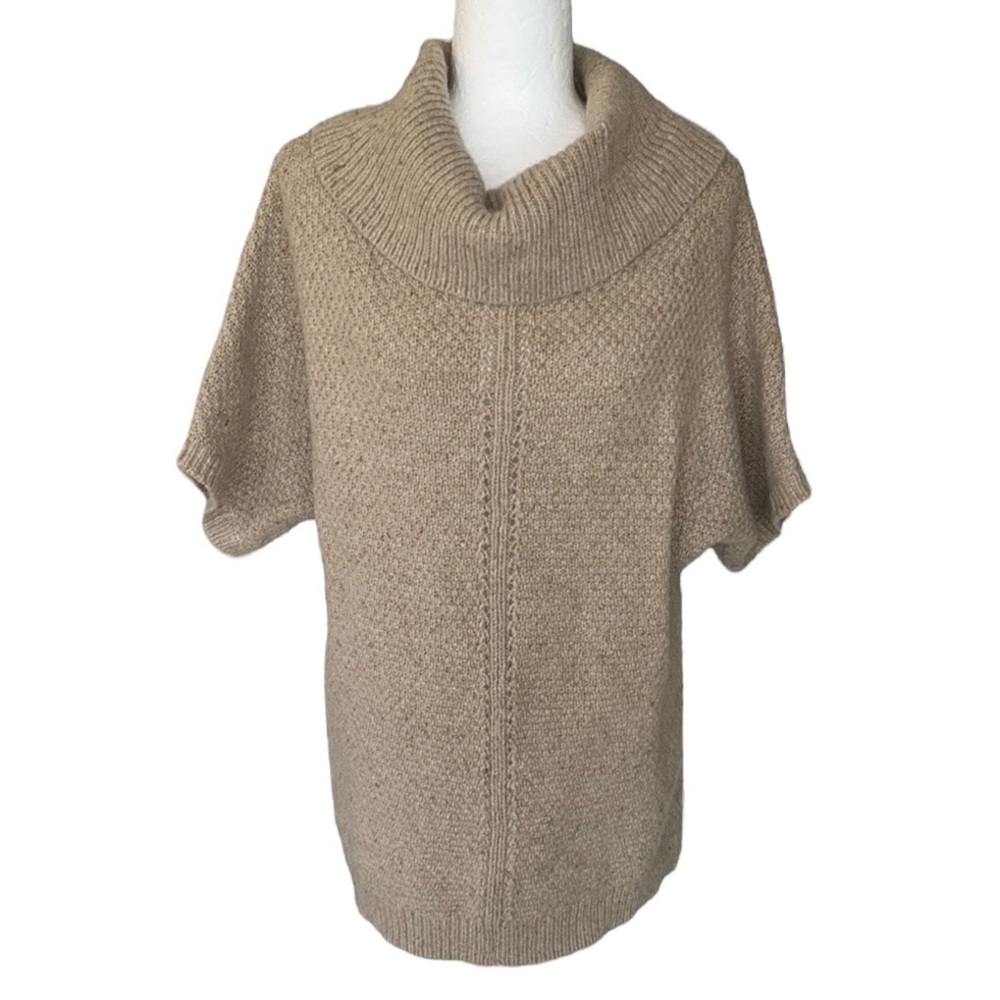Coldwater Creek Tan Cashmere Blend Cowl Neck Dolman Sleeve Sweater - 10 / 12